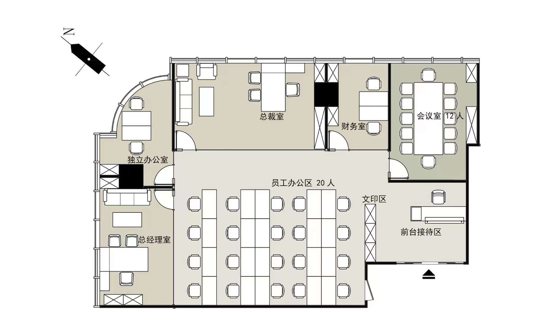 国立大厦249平带装修隔断的办公室出租